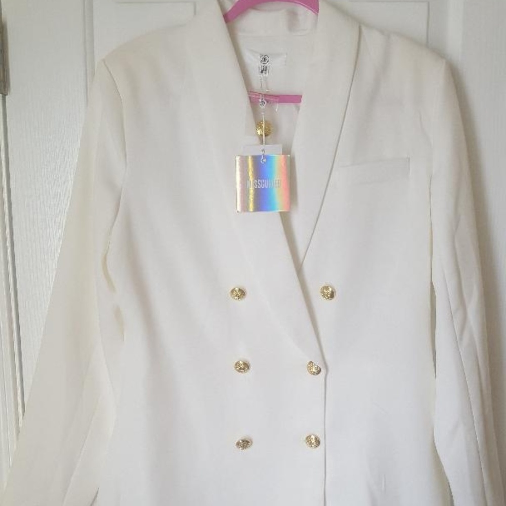 Missguided white blazer with gold buttons